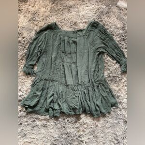 Free People Tunic Dress Tiered Babydoll Teal Blue Boho Sz small